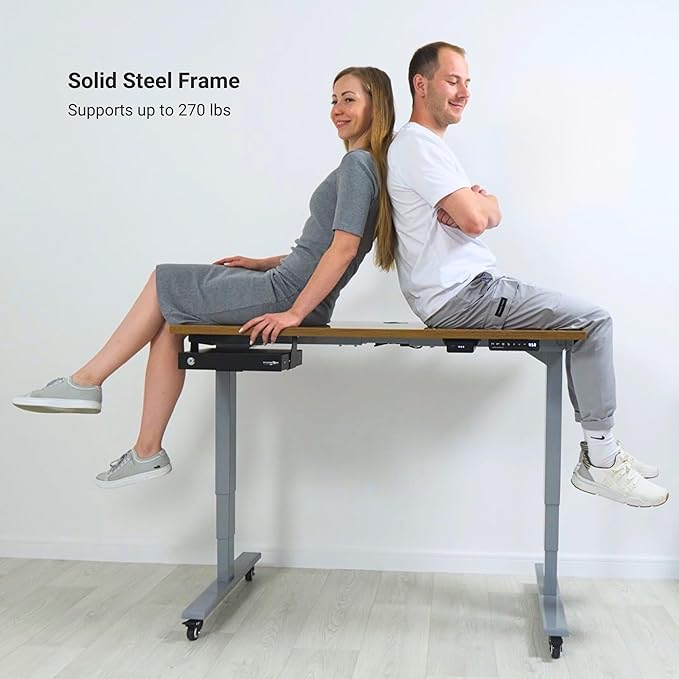 Progressive Desk Stand Up Adjustable Height Electric Standing Desk - 72" x 30" Dual Motor Table for Computer Home Office Workstation - Black Frame, Roasted Walnut Top