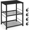 OYEAL Black Night Stand Industrial End Table with Storage Shelf Narrow Side Table for Small Spaces, Farmhouse Bedside Table for Living Room Bedroom, Stable Metal Frame (Black)