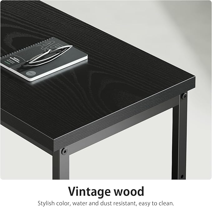 47" Computer Desk with Drawers, Desks for Bedrooms, Writing Desk with Storage, Work Desk for Small Space, Black