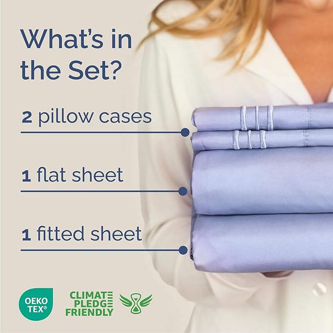 Cal King Size 4 Piece Sheet Set - Comfy Breathable & Cooling Bed Sheets Set - Hotel Luxury Bedding for Women, Men, Kids, Teens, Boys & Girls - Deep Pockets, Soft, Wrinkle Free - Oeko-Tex - Lavender