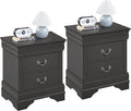 Yaheetech Fully-Assembled Nightstands Set of 2, 2-Drawer Nightstands Large Classic Bedside Tables with Storage, Wooden Painted Storage Cabinet for Bedroom, 21.5" L×16" W×24.5" H, Rustic Gray