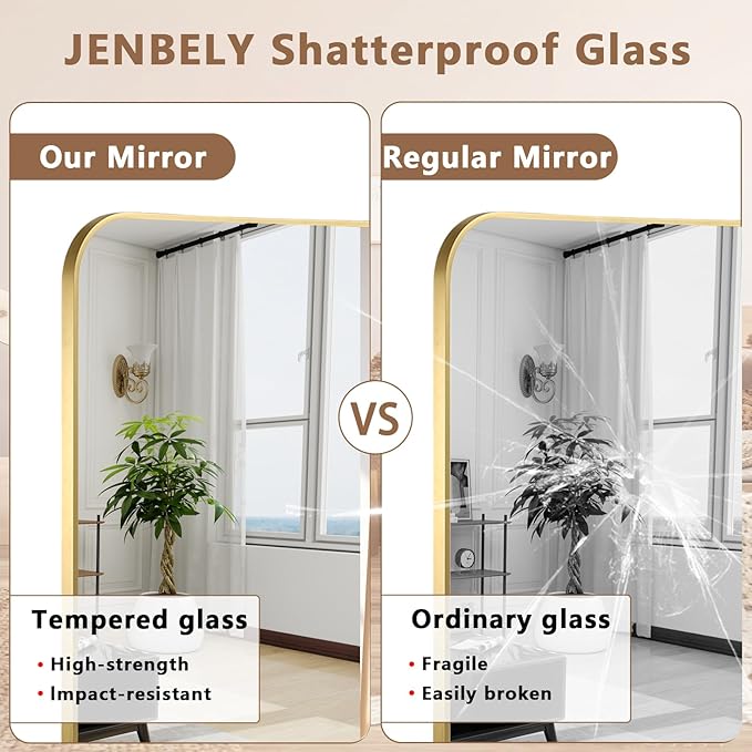 Brushed Gold Mirror, 20"x30" Rectangle Bathroom Mirror, Metal Frame Rectangle Corner Vanity Mirror, Wall Mounted Mirror for Modern, Living Room, Bedroom, Horizontal Or Vertical