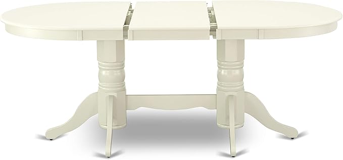 East West Furniture VABO5-LWH-LC 5 Piece Kitchen Table & Chairs Set Includes an Oval Dining Room Table with Butterfly Leaf and 4 Faux Leather Upholstered Chairs, 40x76 Inch, Linen White