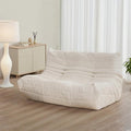 Fireside Loveseat Mid-Century Armless Sofa — Twin-Size Floor Lounger in Soft Premium Corduroy, Foam-Filled Accent Chair for Living Room or Bedroom (Ivory, Two Seater)