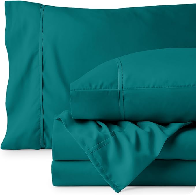 Bare Home King Sheet Set - Luxury 1800 Ultra-Soft Microfiber King Bed Sheets - Double Brushed - Deep Pockets - Easy Fit - 4 Piece Set - Bedding Sheets & Pillowcases (King, Emerald)