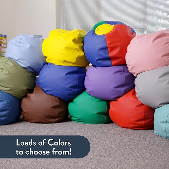 Children's Factory 35" Kids Bean Bag Chairs, Flexible Seating Classroom Furniture, Beanbag Ideal for Boy/Girl Toddler Daycare or Playroom, Blue (CF610-005)