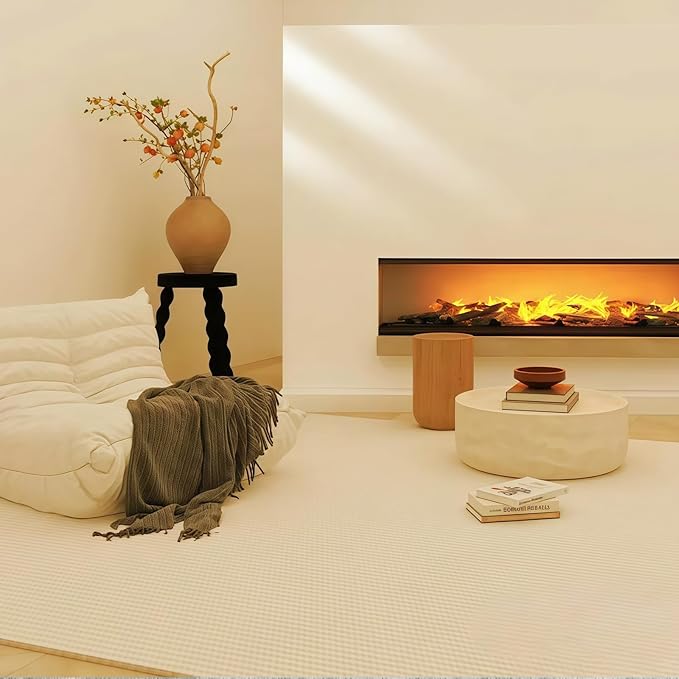 Bean Bag Chair - Memory Foam Bean Bag Chair for Adults, Comfy High-Resilience Single Sofa, Small Space Floor Chair, Chaise Lounge for Living Room, Bedroom (Beige, Wrinkles)