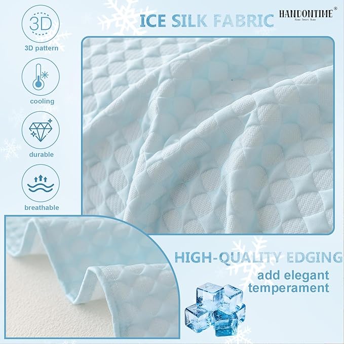 HANDONTIME Cooling Dog Couch Cover Ice Silk Washable & Breathable Pet Sofa Protector Durable Couch Covers for Sofa Pet Friendly Soft Dog Cooling Bed Cover Sofa Protector Covers (Baby Blue, 71"x134")