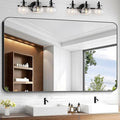 KOCUUY 55x36 Black Bathroom Mirror, Large Matte Black Vanity Mirror, Tempered Glass Mirror for Bathroom Wall, Black Rounded Rectangle Mirror Modern Decor for Bedroom, Living Room, Farmhouse, Entryway