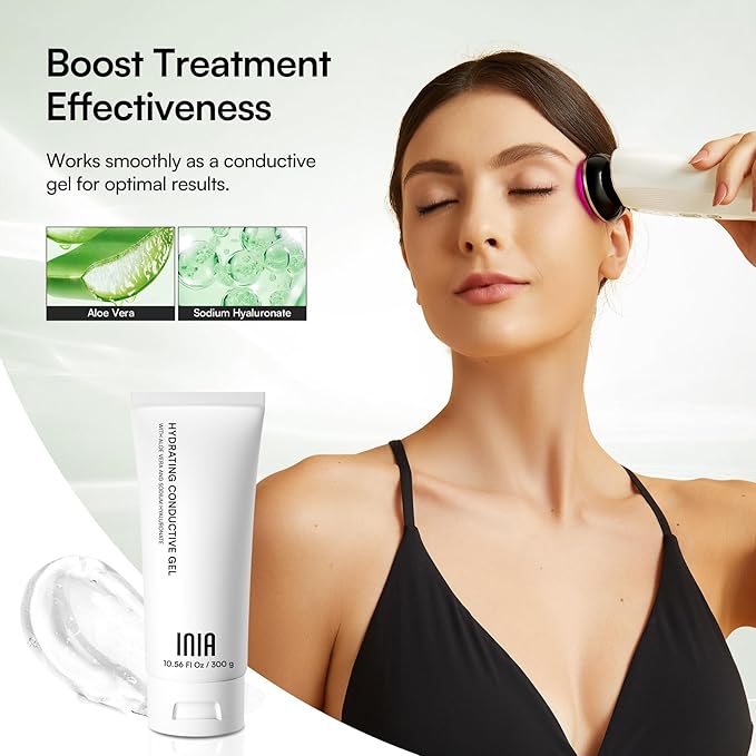 INIA 3-in-1 Skin Tightening Device True Beauty Glow Facial Massager Red Light Therapy for Face and Neck