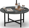 Coffee Table, 23.6" Coffee Tables for Living Room, Round Coffee Table with Metal Frame, Floor Table for Sitting on The Floor, Home, Office, Elegant Gray