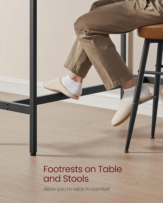 VASAGLE Bar Table, Narrow Long Kitchen Dining Table, Sturdy Metal Frame, Industrial, 15.7 x 39.4 x 35.4 Inches, Ebony Black and Ink Black ULBT010B56