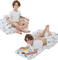 Viviland Kids Chairs for Toddler,2-in-1 Soft Toddler Couch Fold Out,Convertible Soft to Lounger Toddke Chair Comfy for Girls and Boys,White Bottom Excavator
