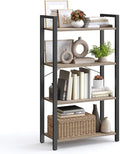 VASAGLE 4-Tier Bookshelf, Bookcase with Steel Frame, Book Shelf for Living Room, Home Office, Study, 11.8 x 26 x 47 Inches, Industrial Style, Heather Greige and Ink Black ULLS060B02