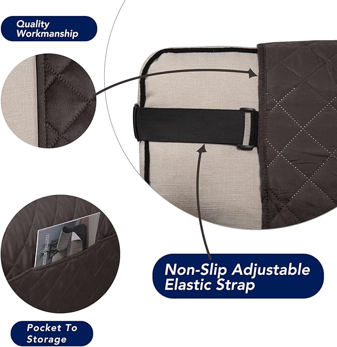 PureFit Reversible Sofa Cover Water Resistant Chair Couch Cover, Machine Washable Furniture Cover with Non-Slip Foam and Adjustable Strap for Dogs, Pets (Chair, Chocolate/Beige)