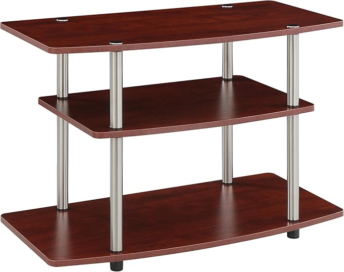 Convenience Concepts Designs2Go No Tools 3-Tier TV Stand 31.5" - Entertainment Center for TVs up to 37 Inches, Modern TV Console with Shelves for Living Room, Family Room, Cherry