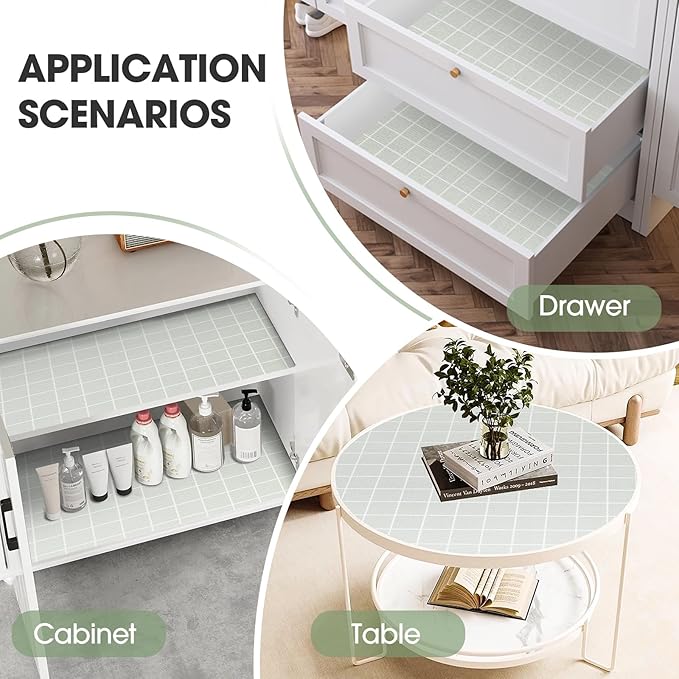 Beautysaid Shelf and Drawer Liner for Kitchen Cabinet, Non Adhesive Non Slip Shelf Paper Waterproof Washable Thickened for Dresser Pantry Shelve Bathroom Protector Liner(Light Green,18 in x 30 FT)