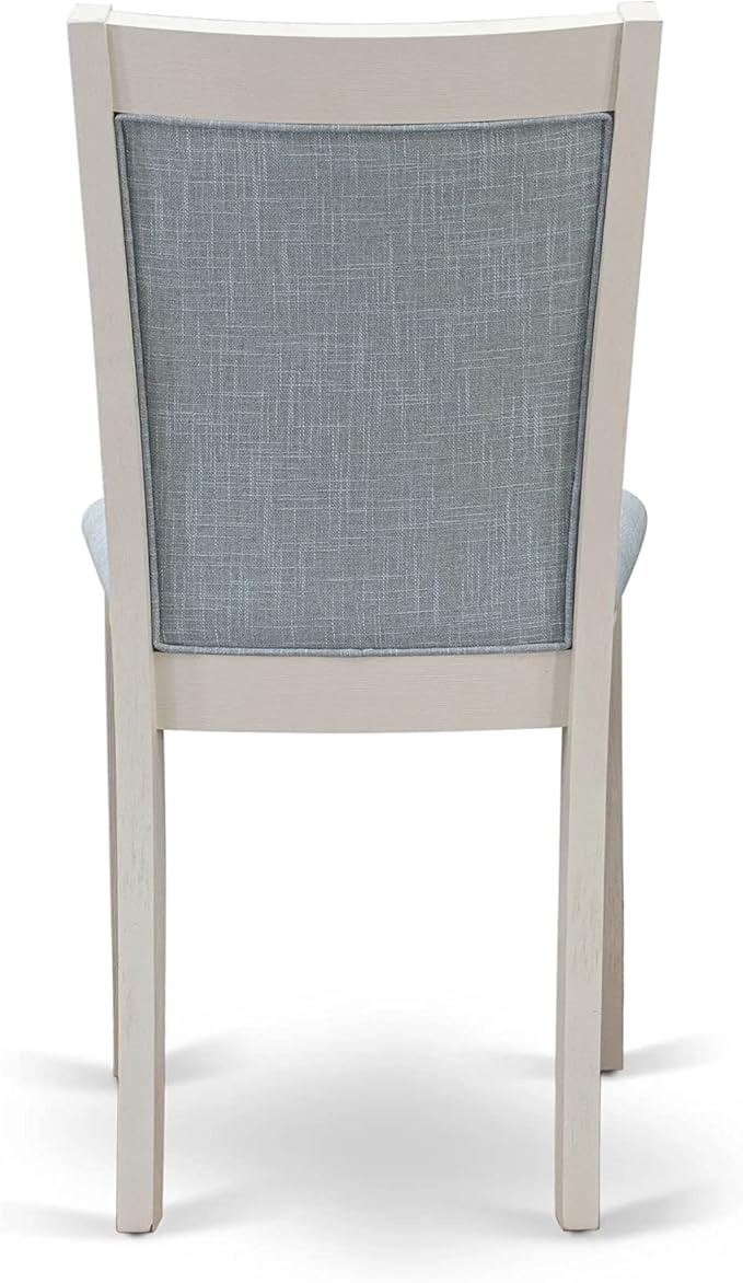 East West Furniture X027MZ015-6 6 Piece Kitchen Table Set Contains a Rectangle Dining Table with X-Legs and 4 Baby Blue Linen Fabric Parson Chairs with a Bench, 40x72 Inch, Multi-Color