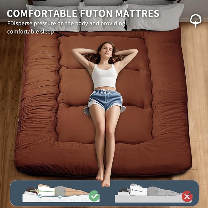 Japanese Floor Mattress,Roll Up Memory Foam Tatami Mat Easy to Store and Portable,Futon Mattress Suitable for Camping and Guest Room (Carbon, Full (80" X 47"))
