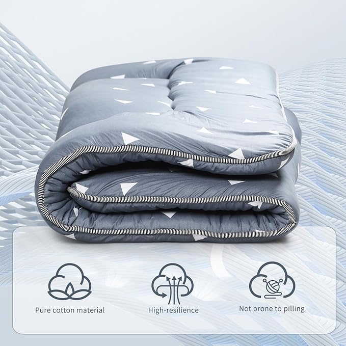 Japanese Floor Mattress,Roll Up Memory Foam Tatami Mat Easy to Store and Portable,Futon Mattress Suitable for Camping and Guest Room (Grey, Twin (80" x 36"))
