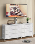TV Stand with Mount for 32/55/65/75/85 inch TVs, Entertainment Center with 9 Fabric Drawers Dresser Storage, Height Adjustable Media Console