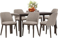 COLAMY 60 Inch Rectangular Kitchen Dining Table for 6, Modern Farmhouse Dining Table Set for 6, Wood Dining Table and Upholstered Dining Chairs for Kitchen, Dining Room, Restaurant, Brown/Camel