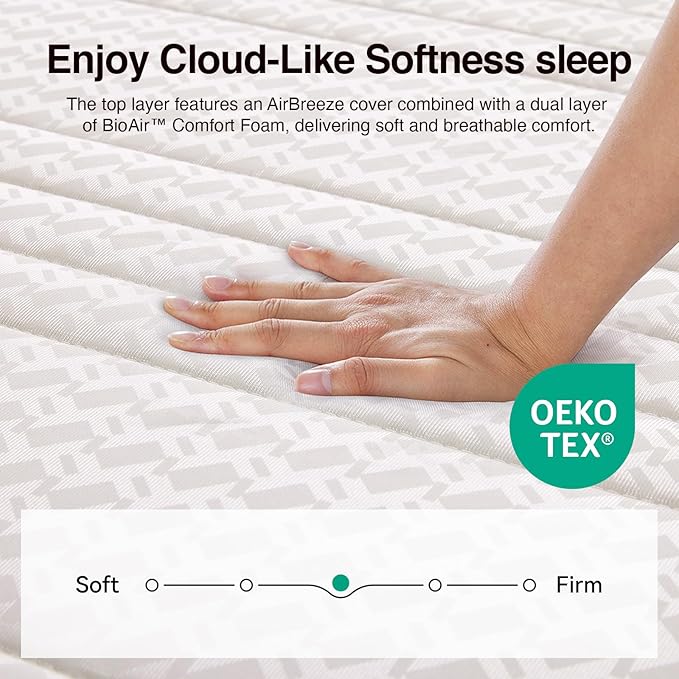 Novilla Twin XL Mattress, 8 Inch TXL Size Mattresses in a Box with Smarts™ Coil for Pressure Relief, Medium Firm Foam and Spring Hybrid Colchones with CertiPUR-US Certified for Kids