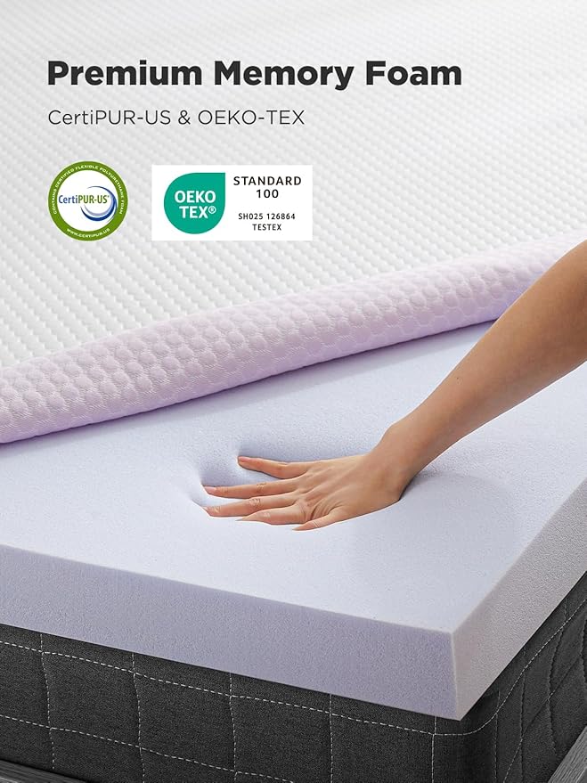 PERLECARE 3 Inch Mattress Topper Twin XL - Gel Memory Foam for Pressure Relief, Premium Soft Cooling Sleep, Non-Slip Design with Removable & Washable Cover, CertiPUR-US Certified