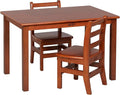 ECR4Kids 24in x 36in Rectangular Hardwood Table and Chair Set, 12in Seat Height, Kids Furniture, Dark Walnut