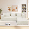 ANONER 103" Cloud Sectional Couch with Deep Seat, Modern Modular Boneless Couch L-Shape Upholstered Sofa with Chaise, Free Combination Corduroy Couches for Living Room, Beige