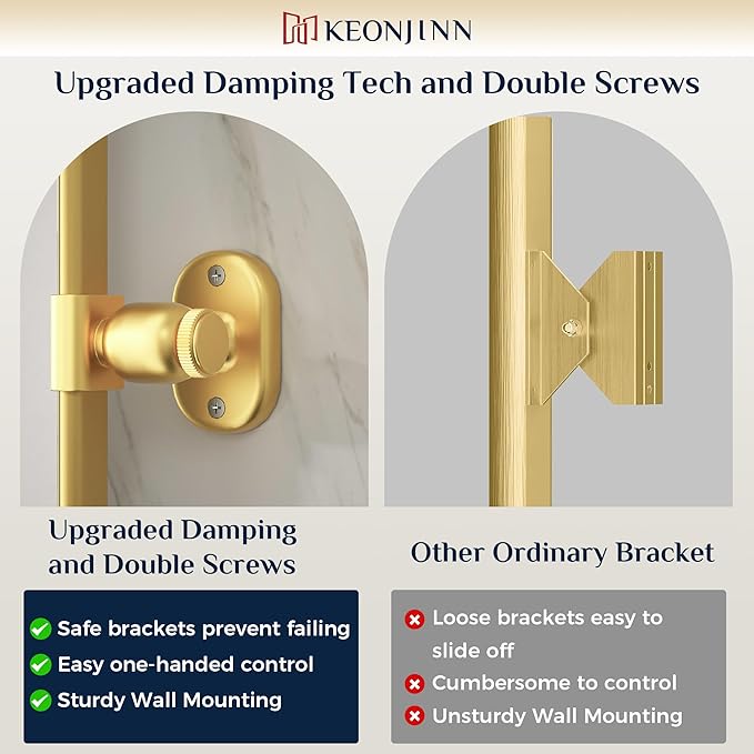 Keonjinn Large Pivot Mirror Bathroom, 40 x 30 Inch Beveled Tilt Mirror Bathroom, Gold Metal Framed Mirrors with Rounded Corner, Modern Rectangle Vanity Mirrors for Wall (Horizontal/Vertical)