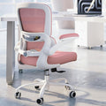 TRALT Ergonomic Office Chair - Desk Chair with Adjustable Lumbar Support Computer Chair - Mesh Comfy Chair with Flip-up Armrests - Gaming Chairs for Adults Home Office (Leather, Pink)