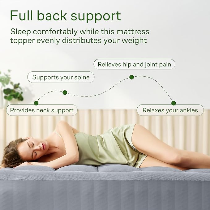 Ultra Soft Twin Size Mattress Topper - Viscose Made from Bamboo Pillow Top Mattress Pad for Back Pain Relief - Naturally Cooling for Hot Sleepers, Grey