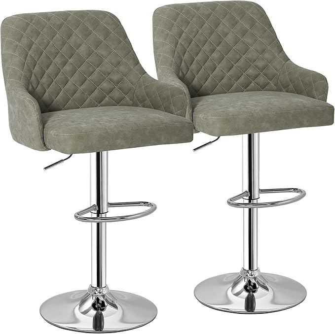 VECELO Adjustable Bar Stools Set of 2, Bar Height Stools for Kitchen Counter