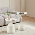 Kelligo Side Table Set of 2, Round Side Table with Screw Connections, Small End Tables for Narrow Areas, Small Tables for Living Rooms, Bedrooms, Cafeterias and Outdoors, White