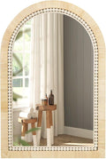 ULIKE Rattan Mirror for Bathroom, 20x30 Inch Arch Rustic Farmhouse Wall Decor with Handmade Wicker Frame, Boho Mirror for Nursery Bedroom Living Room Entryway