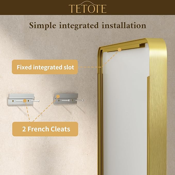 TETOTE 60 x 36 Gold Mirror Brushed Gold Metal Framed Bathroom Mirror, Tempered Glass, Modern Farmhouse Wall Mounted Mirror for Decorative(Horizontal/Vertical)