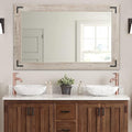YOSHOOT Rustic Wooden Framed Wall Mirror, Natural Wood Bathroom Vanity Mirror for Farmhouse Decor, Vertical or Horizontal Hanging, 53" x 28", Grey