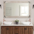 YOSHOOT Rustic Wooden Framed Wall Mirror, Natural Wood Bathroom Vanity Mirror for Farmhouse Decor, Vertical or Horizontal Hanging, 60" x 36", Grey