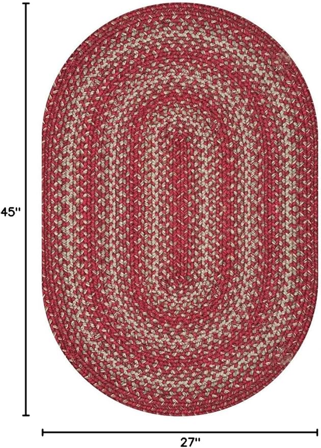 Homespice 27x45” Red Oval Braided Rug. Apple Pie Red Jute Oval Rug. Uses- Entryway, Kitchen Rugs, Bathroom Rugs. Reversible, Rustic, Country, Primitive, Farmhouse Decor Rug