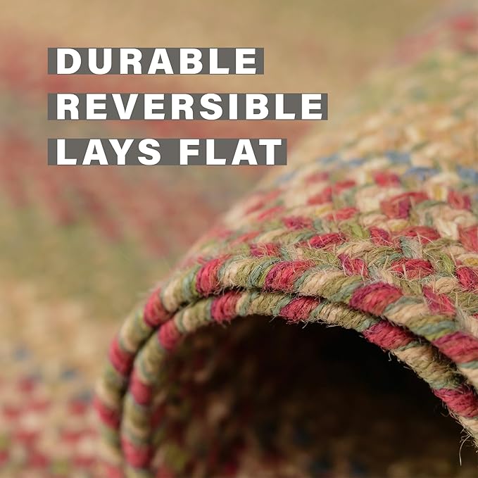 Azalea Multi Color Braided Oval Rug, Jute, 20x30 - Perfect Country Primitive Decor for Entryway, Kitchen, Everywhere