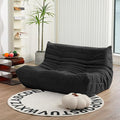 N&V Fireside Loveseat, Mid Century Armless Twin Size Floor Sofa, Soft Premium Corduroy Floor Lounge Chair, Foam Sofa Accent Chair for Living Room Bedroom and Office, Black