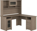 Bush Furniture Cabot L Shaped Desk with Hutch | Corner Desk with Storage for Home Office in Ash Gray | 60W L Shaped Computer Desk