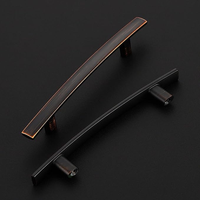 25 Pack Cabinet Handles 4" Hole Center - Curved Cabinet Pulls Oil Rubbed Bronze Drawer Pulls for Kitchen Cupboard Solid Hardware for Dresser Drawer Arch Hardware