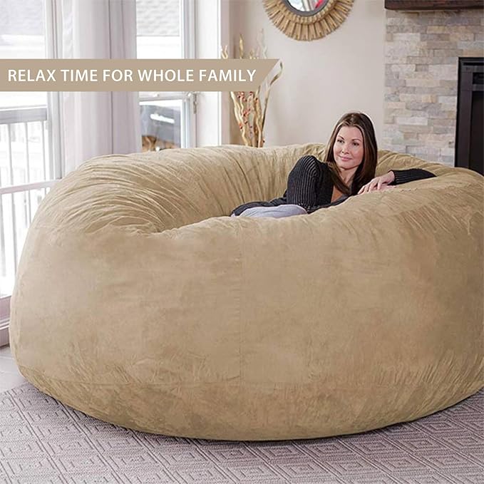 Reusable Beanbag Chair Inner Lining Cover for Pack Bean Filler EPP EPS Shredded Memory Foam and Wash Needs, 6 FT