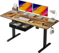 BANTI 55x24 Inches Electric Standing Desk with Drawer, Adjustable Height Sit Stand Desk, Stand Up Home Office Desk, Ergonomic Computer Desk, Rustic Brown