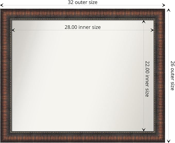 Amanti Art White Bathroom Mirror for Over Sink, 25x31 Cabinet White Narrow Rectangle Vanity Mirror, Large Modern Frame, Hangs Horizonally and Vertically, Bathroom Wall Decor, Non-Beveled Edge