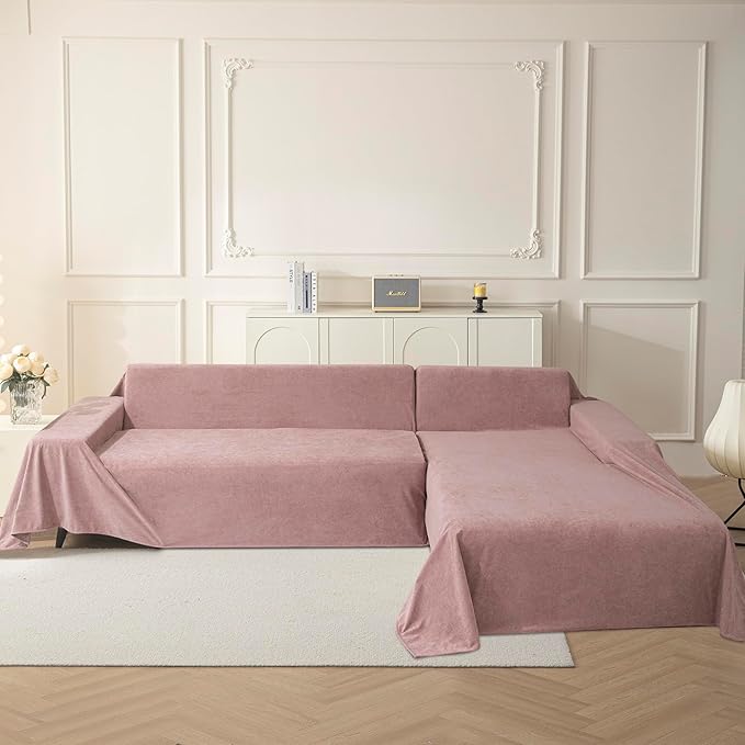 MYSKY HOME Pink Sofa Cover, Couch Covers for Sofa, Pet Couch Cover Reclining Couch Covers Loveseat Covers for 2 Cushion Couch Thick Durable Cushion Covers for Furniture Couch Cover, 71" x 102"