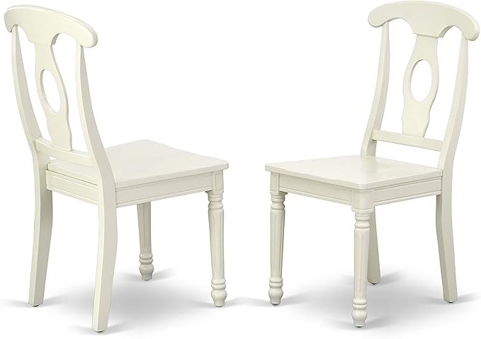 East West Furniture VAKE7-LWH-W 7 Piece Dining Set Consist of an Oval Dining Table with Butterfly Leaf and 6 Kitchen Chairs, 40x76 Inch, Linen White
