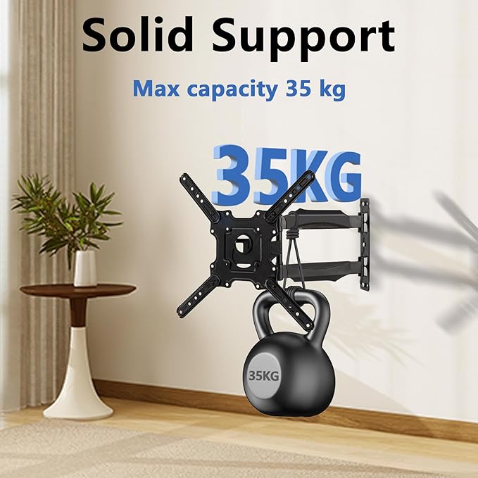 Full Motion Wall Mount for 32-60 Inch Screens, Swivel, Tilt & Extend, Articulating Mount Bracket for LED LCD OLED 4K Displays Up to 77 lbs, VESA 400x400, Space-Saving Adjustable Wall Mount